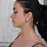 Large Double Liquid Earrings Silver