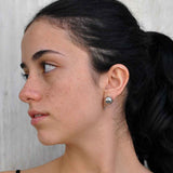 Silver non-identical Drop Earrings